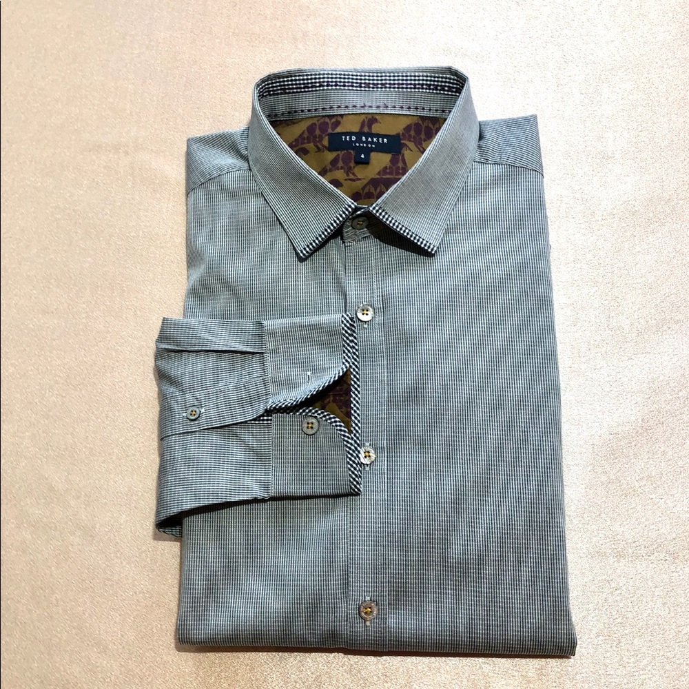 TED BAKER men shirt long sleeves grey black 4